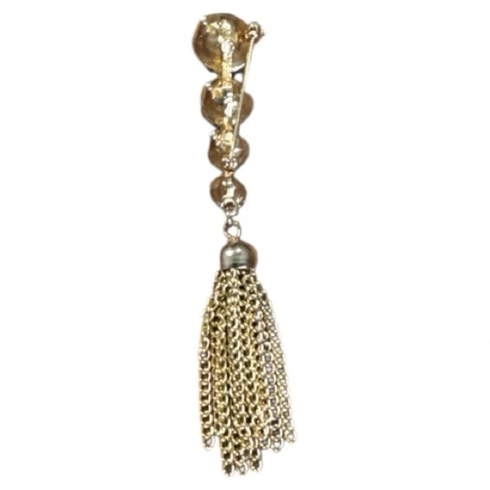 Sarah Coventry VTG Brooch Pins - Pink & Gold Tassel / Brushed Woven Silver Tone